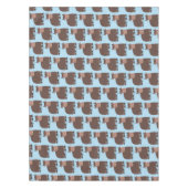 ハッおもしろいピー食べヤクの草の漫画イラストレーション テーブルクロス (正面)