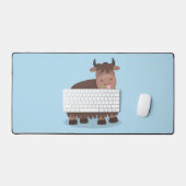 ハッおもしろいピー食べヤクの草の漫画イラストレーション デスクマット (キーボード&マウス)