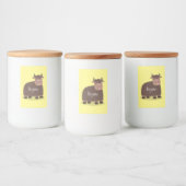 ハッおもしろいピー食べヤクの草の漫画イラストレーション フードラベル (ボトル)