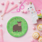 ハッおもしろいピー食べヤクの草の漫画イラストレーション ペーパープレート (パーティー)