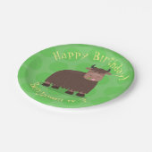 ハッおもしろいピー食べヤクの草の漫画イラストレーション ペーパープレート (アングル)