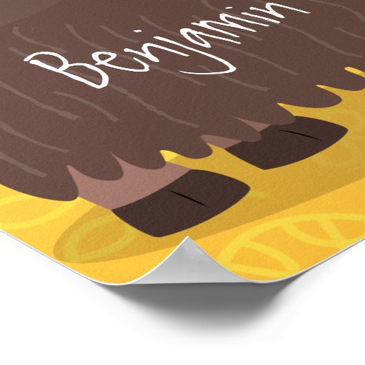 ハッおもしろいピー食べヤクの草の漫画イラストレーション ポスター (角)