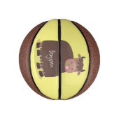 ハッおもしろいピー食べヤクの草の漫画イラストレーション ミニバスケットボール (縦)