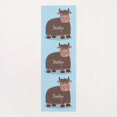 ハッおもしろいピー食べヤクの草の漫画イラストレーション ヨガマット (裏面)