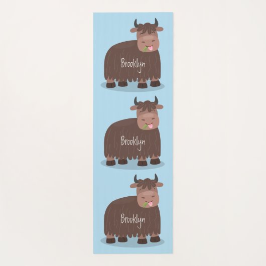 ハッおもしろいピー食べヤクの草の漫画イラストレーション ヨガマット (裏面)