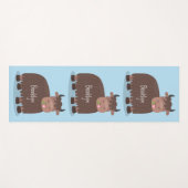 ハッおもしろいピー食べヤクの草の漫画イラストレーション ヨガマット (正面(横))