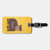 ハッおもしろいピー食べヤクの草の漫画イラストレーション ラゲッジタグ (正面横)