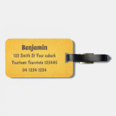 ハッおもしろいピー食べヤクの草の漫画イラストレーション ラゲッジタグ (裏面横)