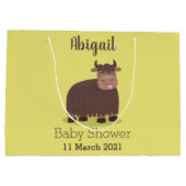 ハッおもしろいピー食べヤクの草の漫画イラストレーション ラージペーパーバッグ (裏面)