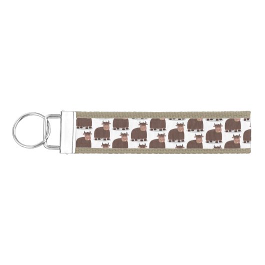 ハッおもしろいピー食べヤクの草の漫画イラストレーション リストバンドキーホルダー (鍵左)