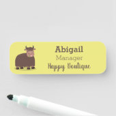 ハッおもしろいピー食べヤクの草の漫画イラストレーション 名札 (インサイチュ)