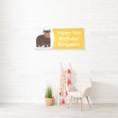 ハッおもしろいピー食べヤクの草の漫画イラストレーション 横断幕 (インサイチュ)