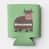 ハッおもしろいピー食べヤクの草の漫画イラストレーション 缶クーラー (裏面)