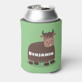 ハッおもしろいピー食べヤクの草の漫画イラストレーション 缶クーラー (缶裏面)