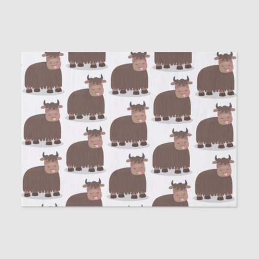 ハッおもしろいピー食べヤクの草の漫画イラストレーション 薄葉紙 (正面)