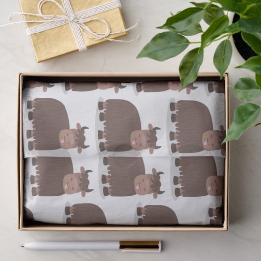 ハッおもしろいピー食べヤクの草の漫画イラストレーション 薄葉紙 (ギフト)