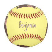 ハッおもしろいピー食べヤクの草の漫画イラストレーション 野球ボール (裏面)