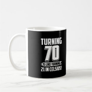 ハッおもしろいピー70誕生日 コーヒーマグカップ