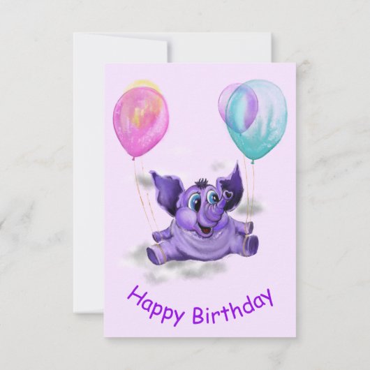 ハッおもしろいピー・エレファント付き誕生日カード カード (裏面)