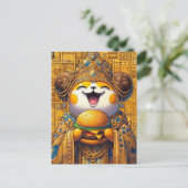 ハッおもしろいプクリッター食べズチーズバーガー ポストカード (スタンド正面)