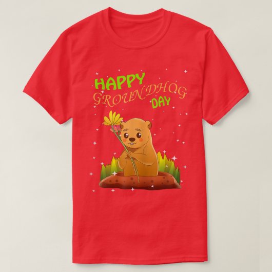 ハッおもしろいプグラウンドホッグの日2022年2月2日Holid Tシャツ (デザイン正面)