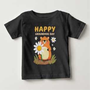 ハッおもしろいプグラウンドホッグの日2025 ベビーTシャツ