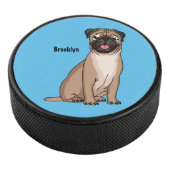 ハッおもしろいプグ犬の漫画イラストレーション アイスホッケーパック (3/4)