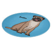 ハッおもしろいプグ犬の漫画イラストレーション カッティングボード (角)