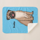 ハッおもしろいプグ犬の漫画イラストレーション シェルパブランケット (正面(横))