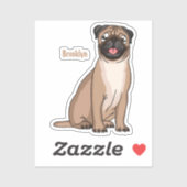 ハッおもしろいプグ犬の漫画イラストレーション シール (シート)