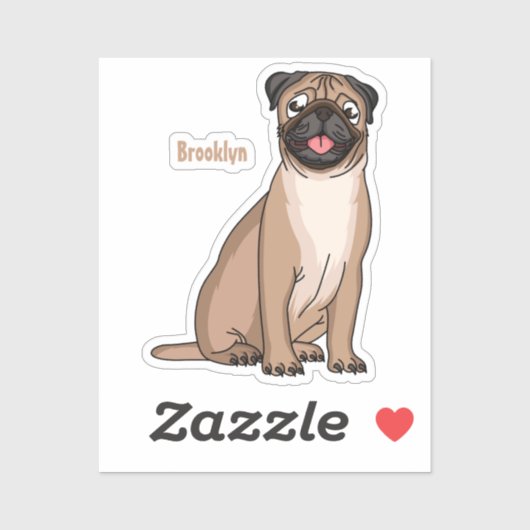 ハッおもしろいプグ犬の漫画イラストレーション シール (シート)