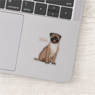 ハッおもしろいプグ犬の漫画イラストレーション シール