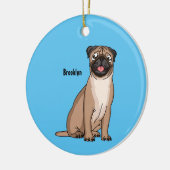 ハッおもしろいプグ犬の漫画イラストレーション セラミックオーナメント (左)