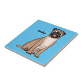 ハッおもしろいプグ犬の漫画イラストレーション タイル (側面)