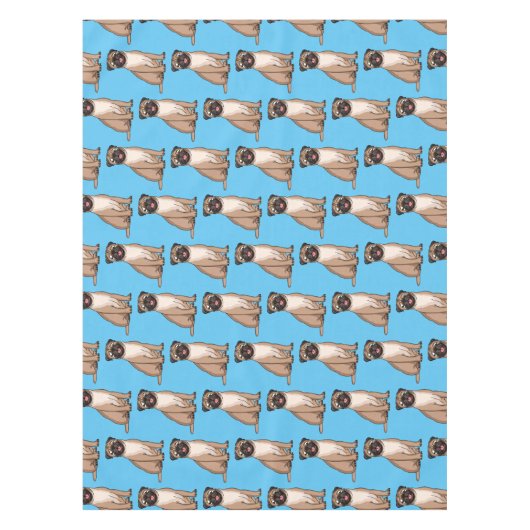 ハッおもしろいプグ犬の漫画イラストレーション テーブルクロス (正面)