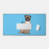 ハッおもしろいプグ犬の漫画イラストレーション デスクマット (キーボード&マウス)