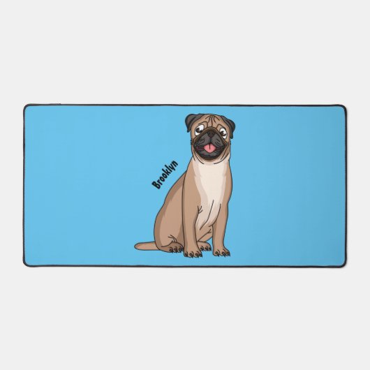 ハッおもしろいプグ犬の漫画イラストレーション デスクマット (正面)