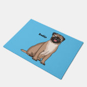 ハッおもしろいプグ犬の漫画イラストレーション ドアマット (アングル)