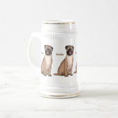 ハッおもしろいプグ犬の漫画イラストレーション ビールジョッキ (正面左)