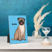 ハッおもしろいプグ犬の漫画イラストレーション フォトプラーク (側面)