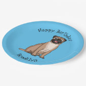 ハッおもしろいプグ犬の漫画イラストレーション ペーパープレート (アングル)