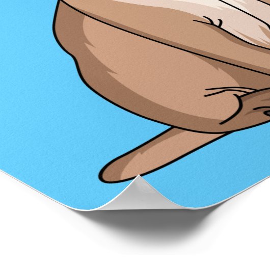 ハッおもしろいプグ犬の漫画イラストレーション ポスター (角)