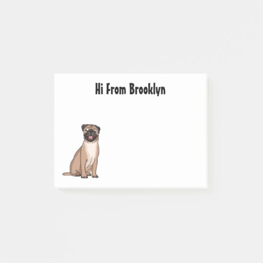 ハッおもしろいプグ犬の漫画イラストレーション ポストイット (正面)