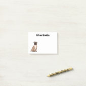 ハッおもしろいプグ犬の漫画イラストレーション ポストイット (デスク上)