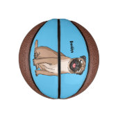 ハッおもしろいプグ犬の漫画イラストレーション ミニバスケットボール (縦)