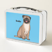 ハッおもしろいプグ犬の漫画イラストレーション メタルランチボックス (裏面)