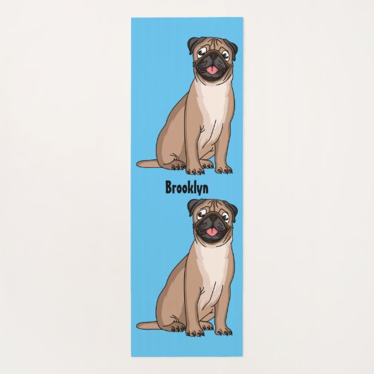 ハッおもしろいプグ犬の漫画イラストレーション ヨガマット (裏面)