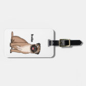 ハッおもしろいプグ犬の漫画イラストレーション ラゲッジタグ (正面横)