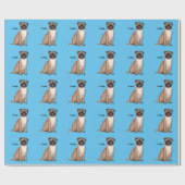 ハッおもしろいプグ犬の漫画イラストレーション ラッピングペーパー (フラット)