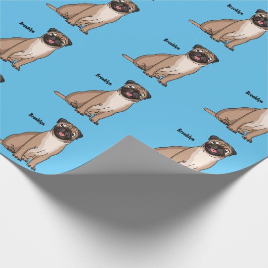 ハッおもしろいプグ犬の漫画イラストレーション ラッピングペーパー (角)